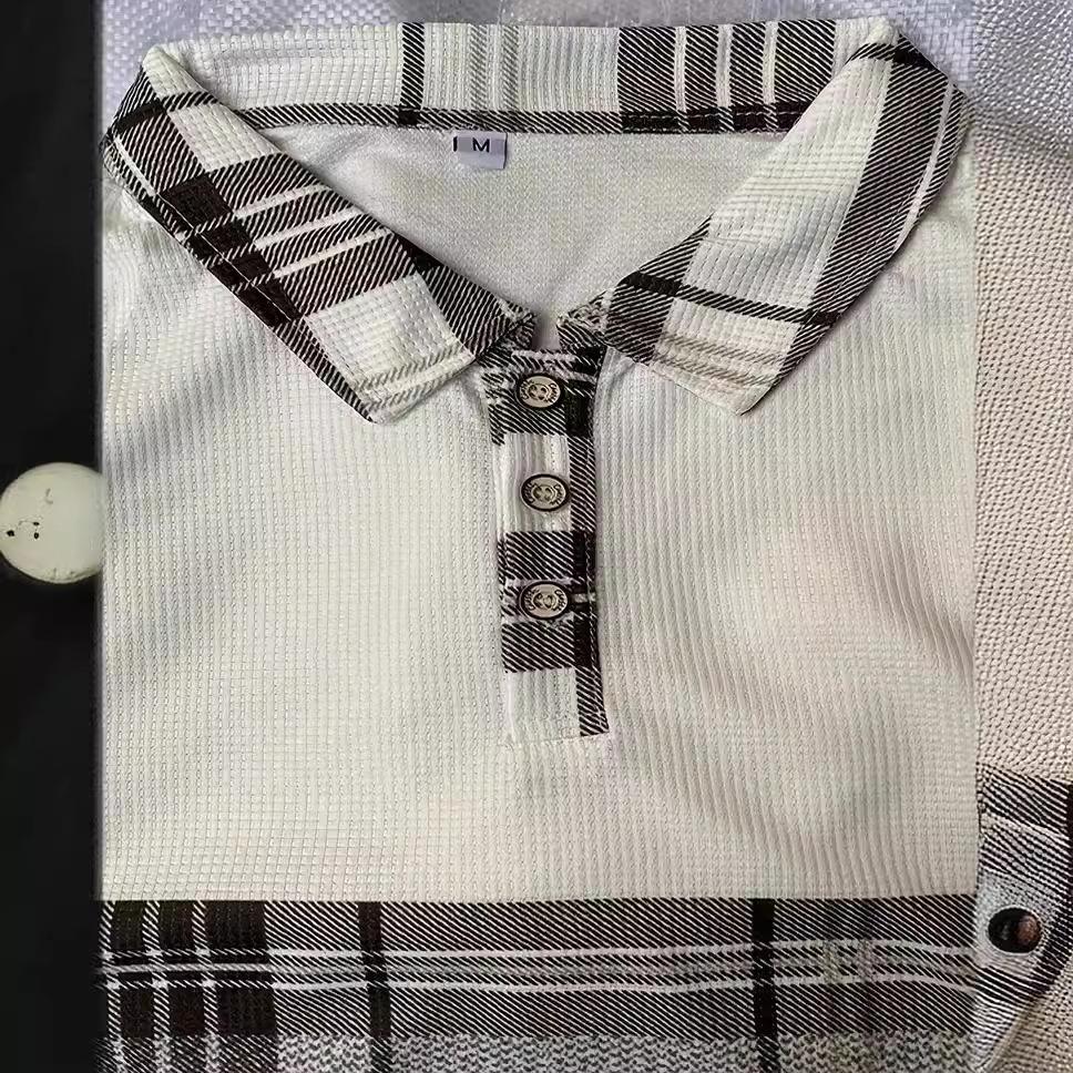 Модная рубашка-поло с отложным воротником для офиса, мужская дышащая повседневная рубашка с длинным рукавом, новая весенне-осенняя клетчатая повседневная мужская одежда