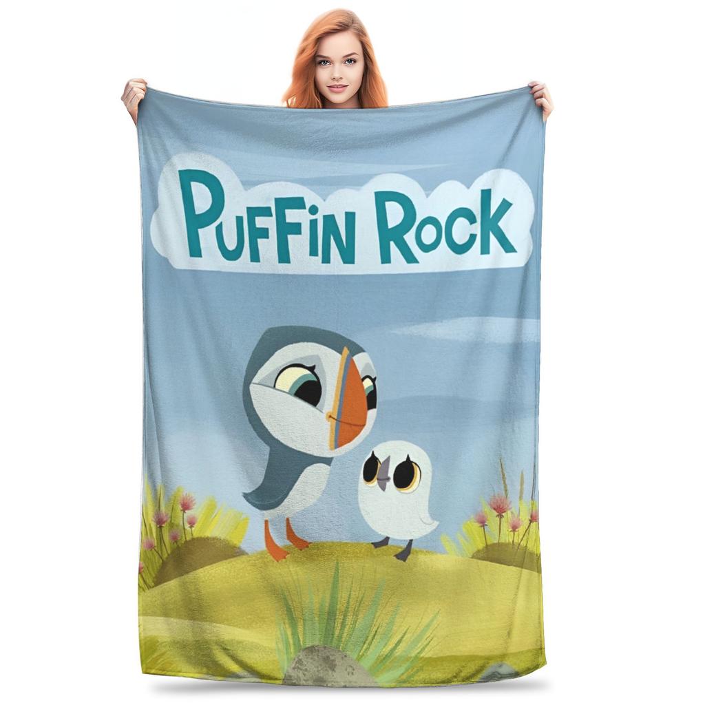 Puffin Rock and the New Friends Cartoon Anime Blanket Multi-size Warm Cozy Fluffy  Throw Blankets for Sofa Couch and Bed