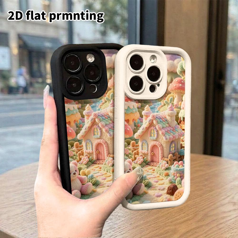 Чехол для телефона: 2D плоский, подходит для защитного чехла iPhone 18 17 16 15 14 13 12Pro, маленький шерстяной домик, идеальный подарок на Рождество и Хэллоуин