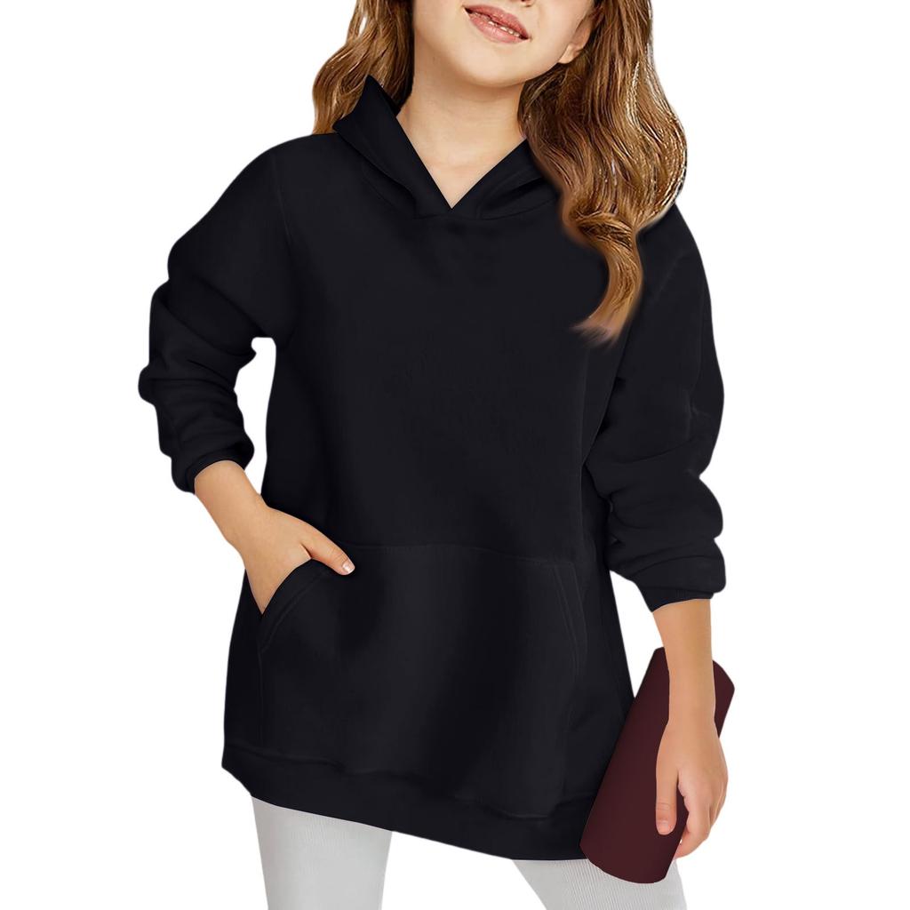 Зимние однотонные толстовки с капюшоном и длинными рукавами для мальчиков и девочек