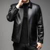 Кожаная куртка мужская с лацканами мотоциклетная кожаная куртка зимняя овчина повседневная пальто среднего возраста с большим карманом