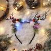 Christmas LED Light Antler Headband Cute Glowing Elf Elk Hair Hoop Hair Accessories Christmas Party Atmosphere Decoration