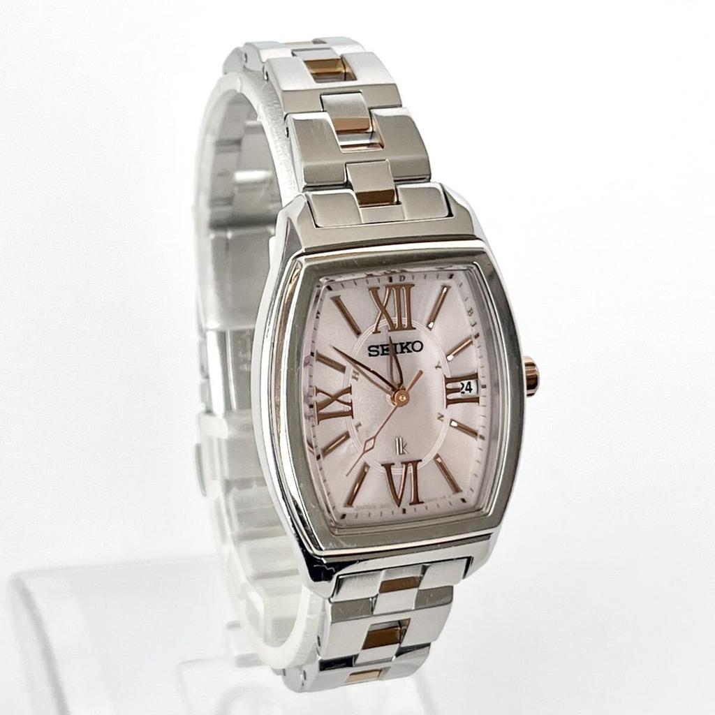 Полированный Seiko Lukia Excellent Pink S2337 [Рабочее состояние] Женские часы, Радиоуправляемые на солнечной батарее, Состояние, Циферблат, Золотой,