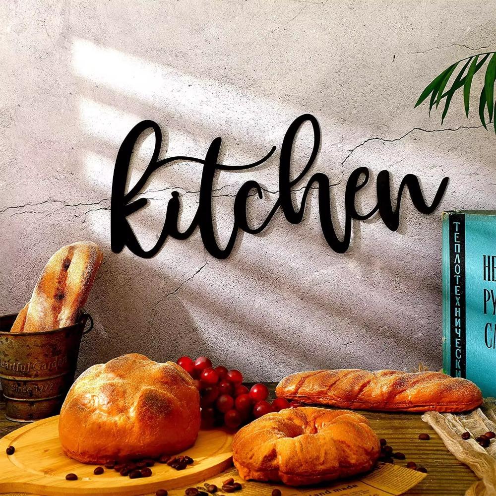 Кухонные металлические вырезанные знаки, элегантный металлический настенный декор, стильное искусство для домашней столовой, идеальное украшение для кухонной стены