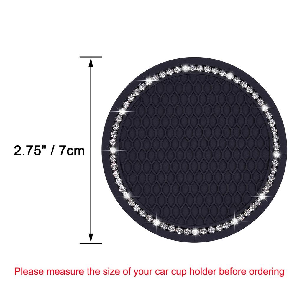 Wisdompro Автомобильный нескользящий подстаканник Блестящий автомобильный держатель для напитков Коврик для чашки Виниловый Противоскользящий Вибростойкий Круглый Диаметр 70 мм 4 шт. Черный