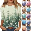 Рубашки с рукавом 3/4 для женщин, милые футболки с графическим принтом, блузки, повседневные базовые топы больших размеров, пуловеры