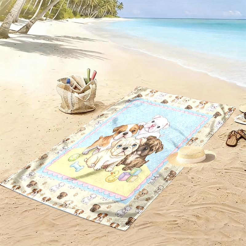 Cute Animal Puzzle Print Beach Towel, Large Soft Quick Dry Towel for Beach Camping Swimming