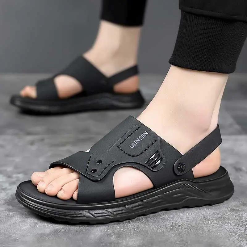 Мужские сандалии Лето 2024 Обувь для мужчин Уличные Стильные Купить Нескользящие Распродажа Дешевая Ликвидация Взрослые Высокое Качество Тренд 39