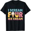 Я кричу четыре Футболка на 4-й день рождения с мороженым
