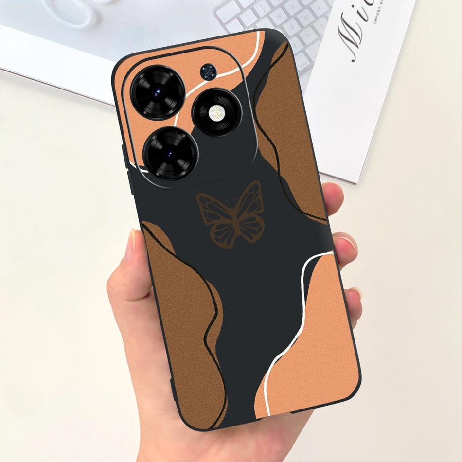 Чехол для Tecno Spark Go 2024 Милый Цветочный Узор Сердечки Конфетный Цвет Мягкий Силикон Тонкая Задняя Крышка Телефона Для Spark Go (2024) BG6