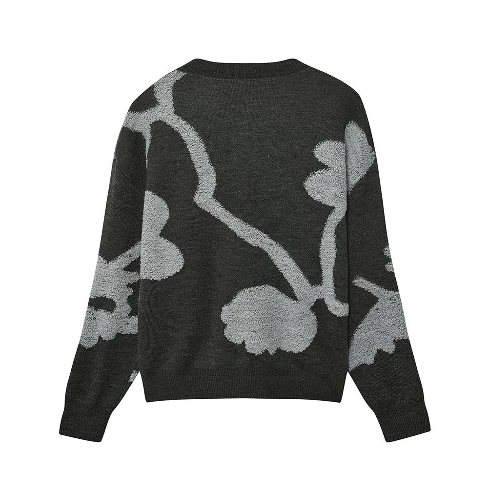 Женский свитер, осень 2023 г., топы с круглым вырезом и длинными рукавами, вязаный пуловер большого размера, повседневный джемпер с принтом