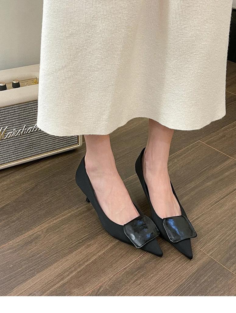 Туфли-лодочки женские с острым носком, сексуальные, модные, на тонком среднем каблуке, черные, золотые, белые, осенне-весенние, женские, размер 35-39