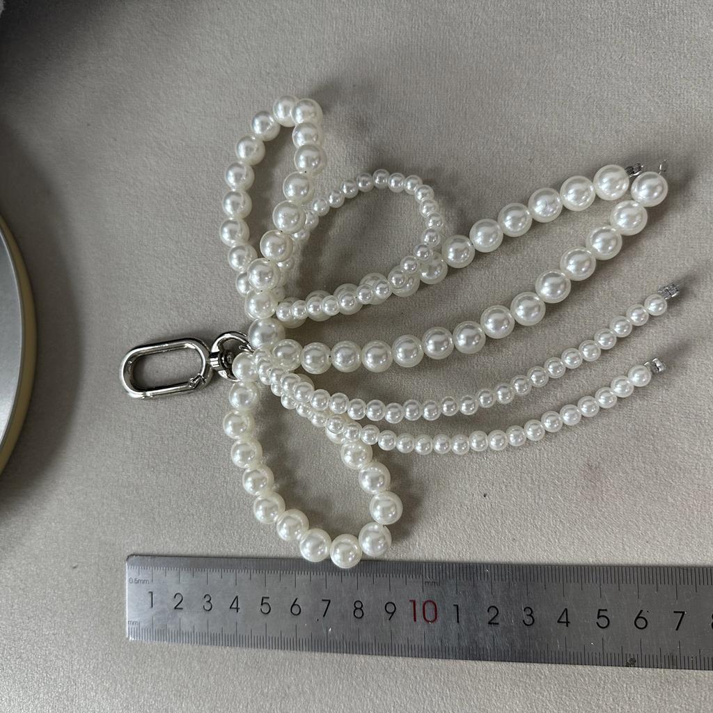 Lovely Pearl Beaded Bowknot Keychain Pendant Bag Phone Pendant Women Backpack Handbag Charm Lovely Hangings Decoration