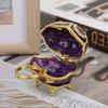 Hinged Lid Metal Trinket Box Purple Enamel Rhinestone Ornament Enamel Jewelry Box  Home Decor