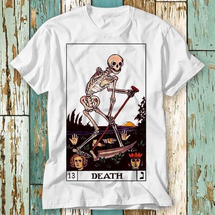 Tarot Card Death Skeleton Fortune Teller T Shirt Top Design Unisex Ladies Mens Tee Retro Fashion Vintage Shirt S782