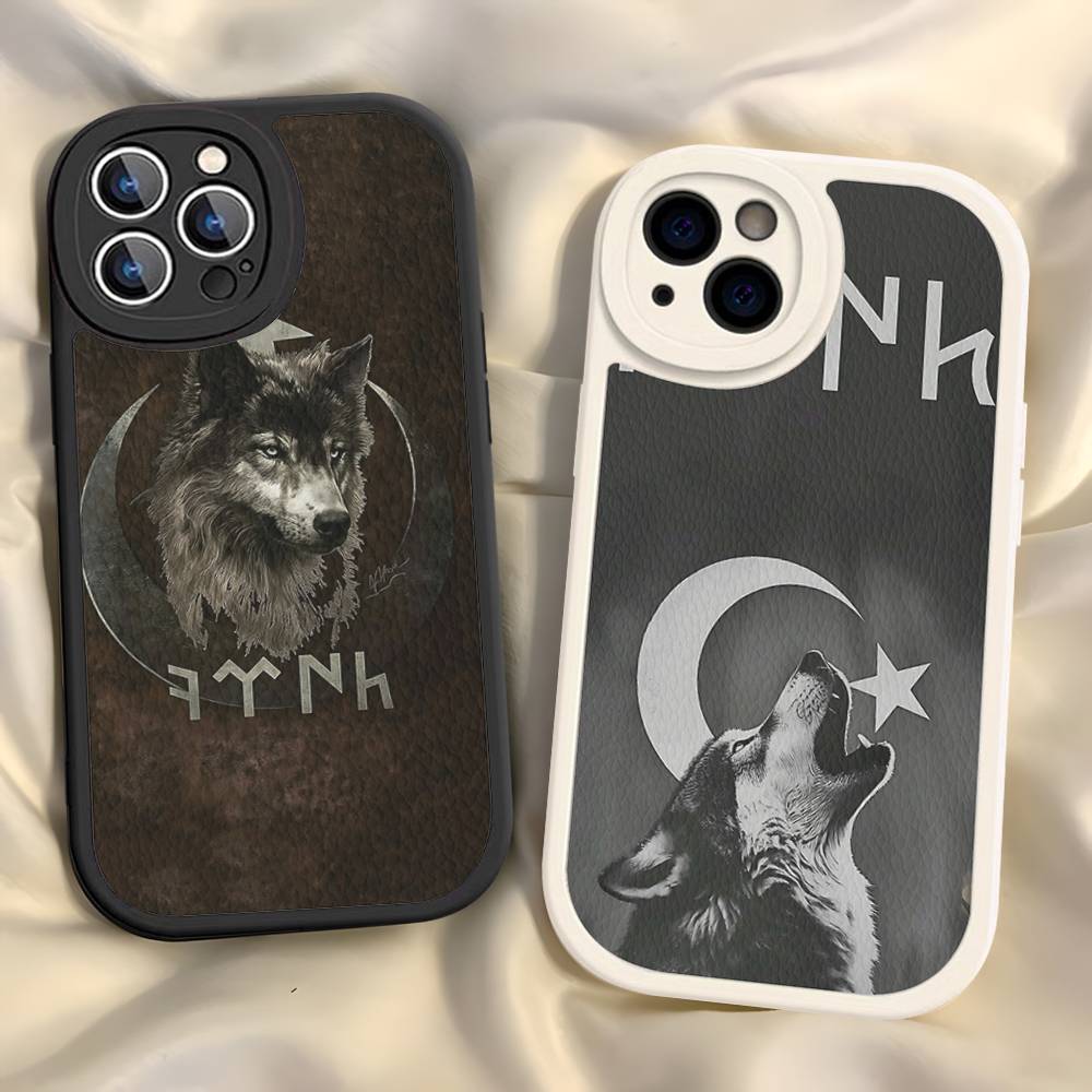 Чехол из кожи для телефона Turk Wolf Turkey Flag для iPhone 16 15 14 13 12 11 Pro Max Plus Ударопрочный чехол