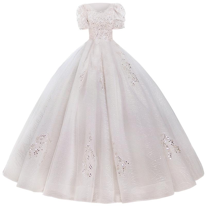 Французское легкое основное свадебное платье новое свадебное платье для выхода в свет пряжа невеста женское тяжелое производство роскошь маленькая дворцовая свадьба