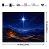 Christmas birth scene themed background fabric, with patterns of the Star of Bethlehem in the sky, desert mountains