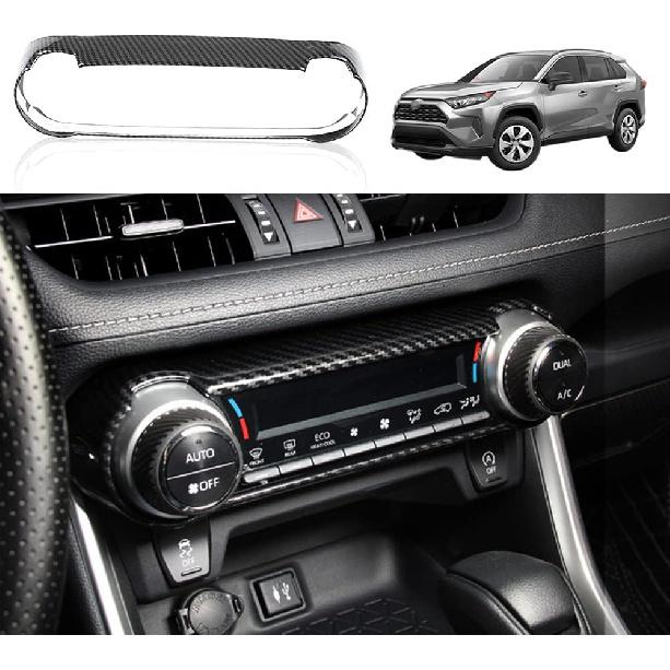 for Toyota RAV4 ABS Carbon Fiber Center Console Cup Holder Frame Trim Panel Cover Decoration for Toyota RAV4 2019 2020 2021 2022 Interior