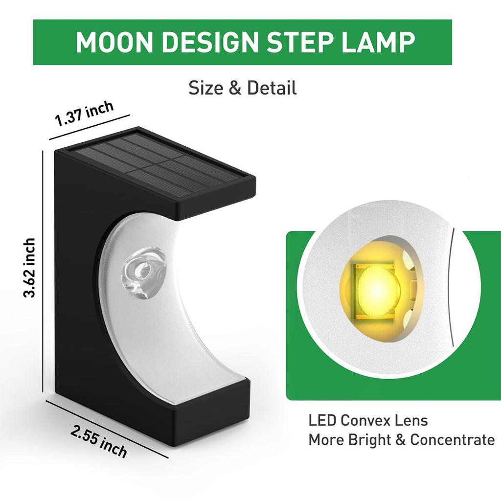 Solar Led Stair Light Outdoor Lamps Lights Powered Step Lamp Waterproof Garden Porch Shape Courtyards Decor Resistance For Patio