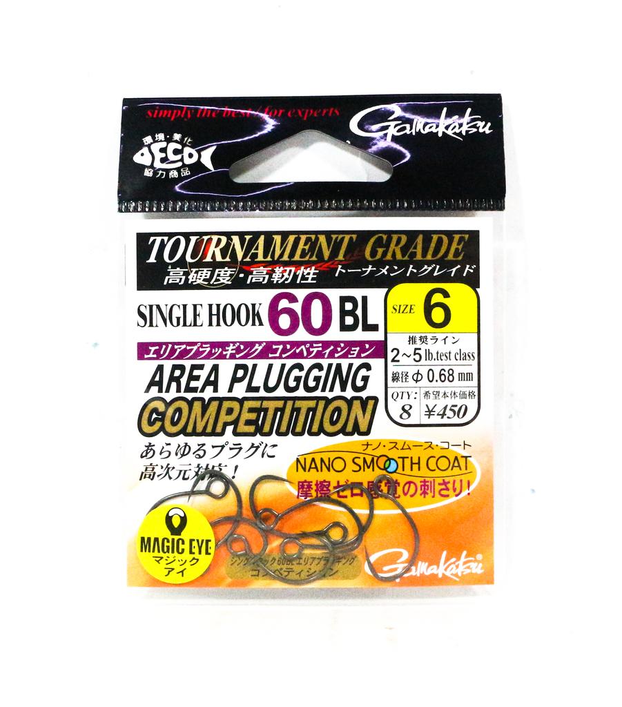 Gamakatsu 68114 Single 60 BL Barbless Area Plugging C Hook Size 6 (6487)