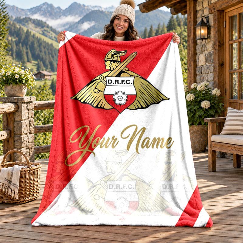 Doncaster Rovers Custom Name Flannel Blanket Personalized Soft Warm Plush Throw Blanket Customized Gift for Family Friends