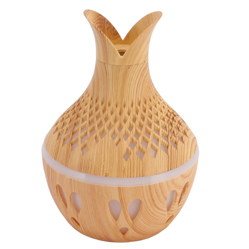 300ml Wood Grain Humidifier USB Powered Aroma Diffuser Humidifier with Ambient Night Light 2 Petal