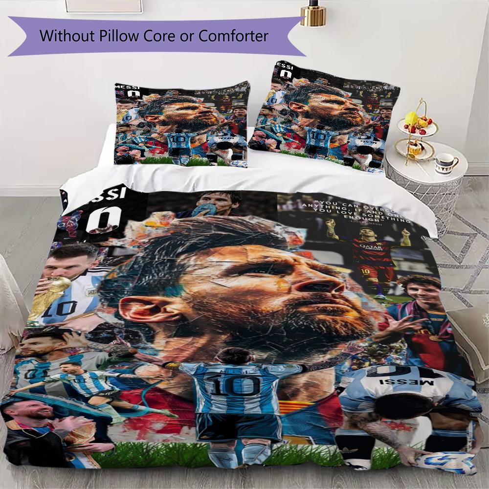 Lionel Messi Goat Bedding 1 Duvet Cover 2 Pillowcase Without Core Without Core Bedding Set Christmas Birthday Gift Soft And Comfortable