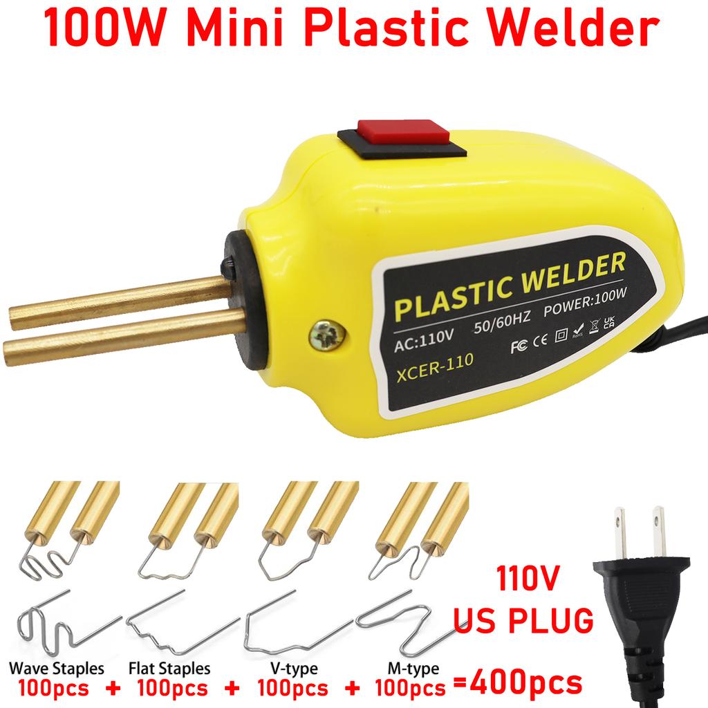 100 Вт Машина для сварки пластика Сварочный аппарат для пластика с 400 шт./1200 шт. скоб Горячий степлер Сварочный пистолет для ПВХ Инструменты для ремонта автомобильных бамперов
