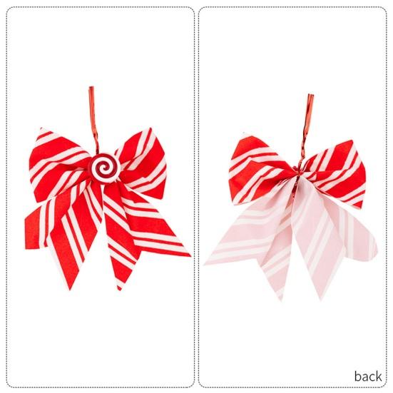 3 шт. Рождественские подвески-банты Красный Белый Полосатый принт Бантик Праздничный