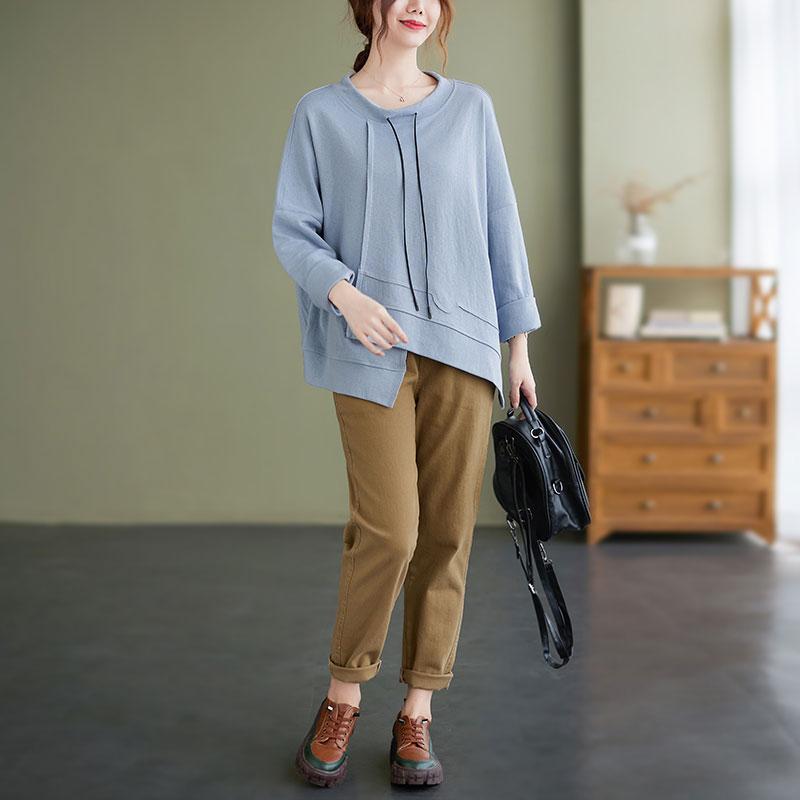 Dimanaf 2021 футболка, женская осенняя водолазка с длинным рукавом, хлопковые толстовки, корейская свободная одежда, белый топ с круглым вырезом, однотонные футболки