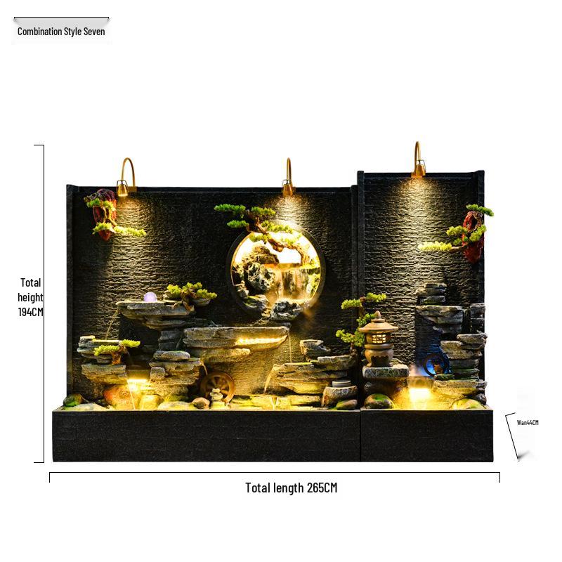 Large Rockery Water Curtain Divider: Flowing Water & Fish Pond Ornament for Living Room, Dining Room, Hotel, or Courtyard Landscaping