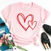 Женская модная футболка с коротким рукавом, летняя, милая, с принтом в виде сердечка любви, повседневная, топы