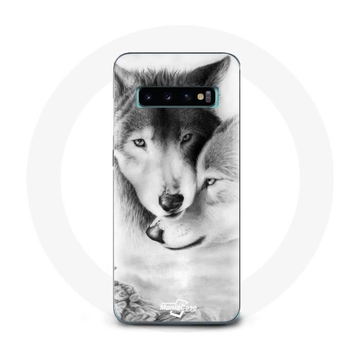 Coque pour Samsung Galaxy s10 edge Loup Duo animaux