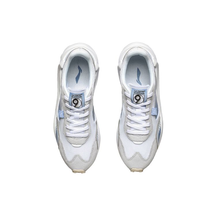 Кроссовки Li Ning Fang Yuan с амортизацией, нескользящие, прочные, легкие, с низким верхом, женские, белые, светло-голубые AGCR034-2
