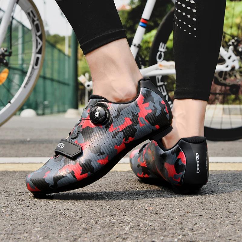 New Road Men Cycling Sports Shoes Outdoor Comfortable Lightweight Road Lock Boots Outdoor Racing Speed Cycling Sports Sneakers