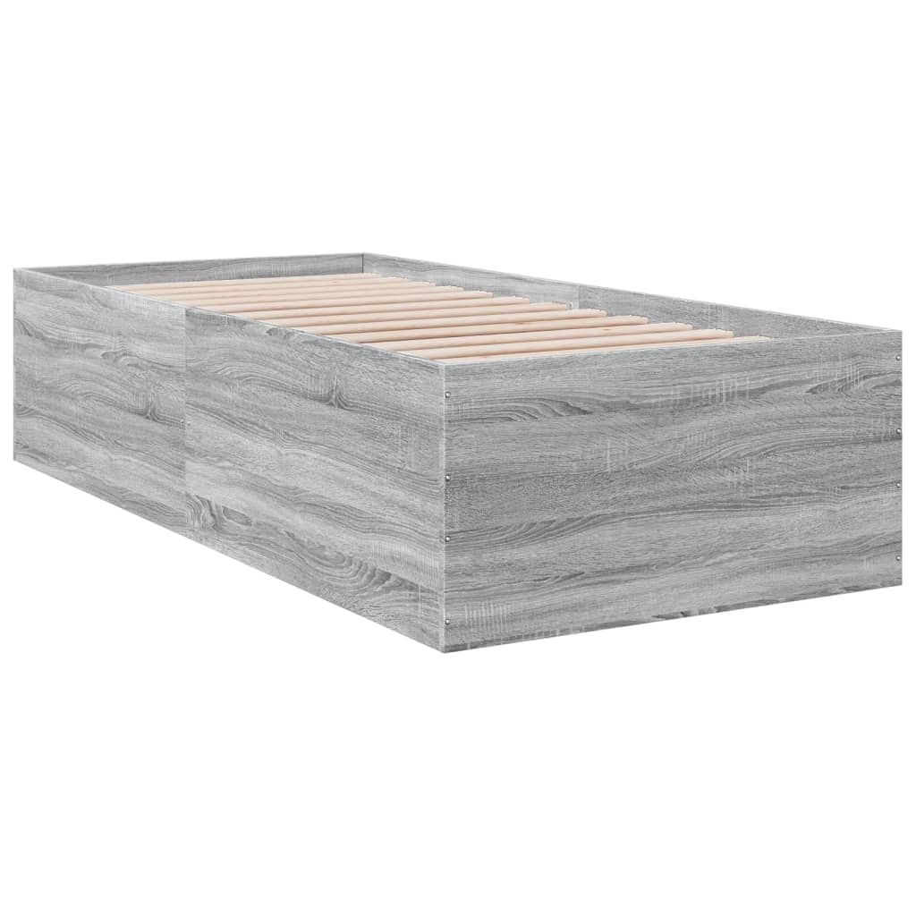 Bed Frame Grey Sonoma 75 x 190 cm Particleboard