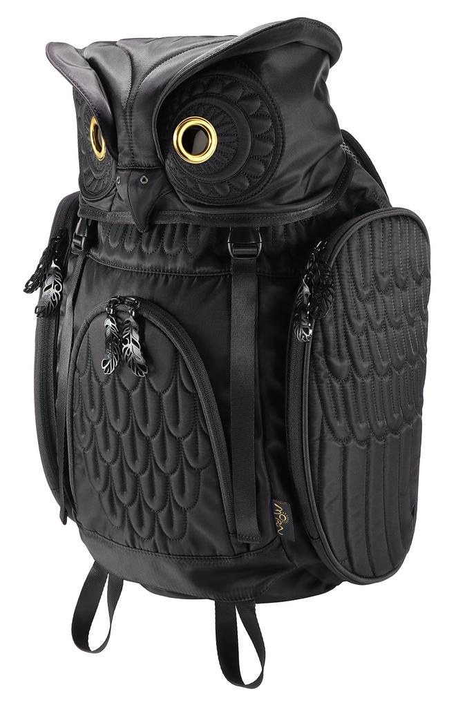 MORN CREATIONS Horned Owl Backpack M Size Black
