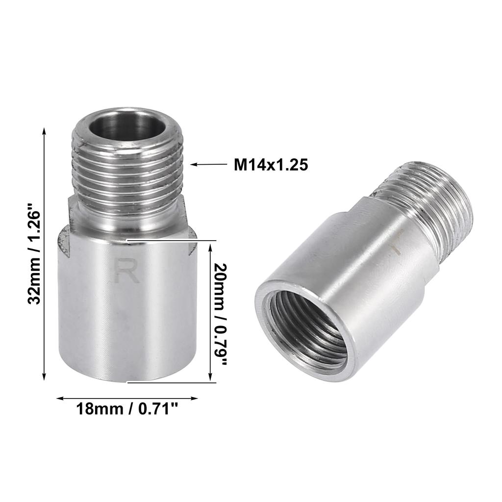 X AUTOHAUX Адаптер-удлинитель педали для велосипеда Удлиненная проставка для педалей слева и справа с резьбой 14 мм для педального велосипеда MTB BMX Road Street Bicycle Silver Tone