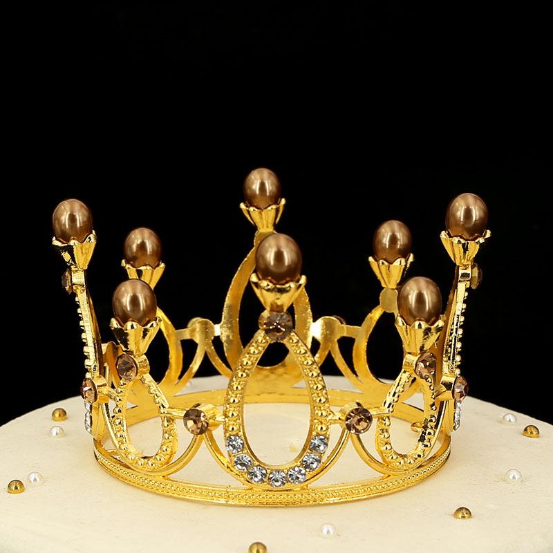 Детская круглая корона из сплава, цветочные аксессуары для волос, свадебные украшения, украшение для выпечки торта, жемчужная корона, король