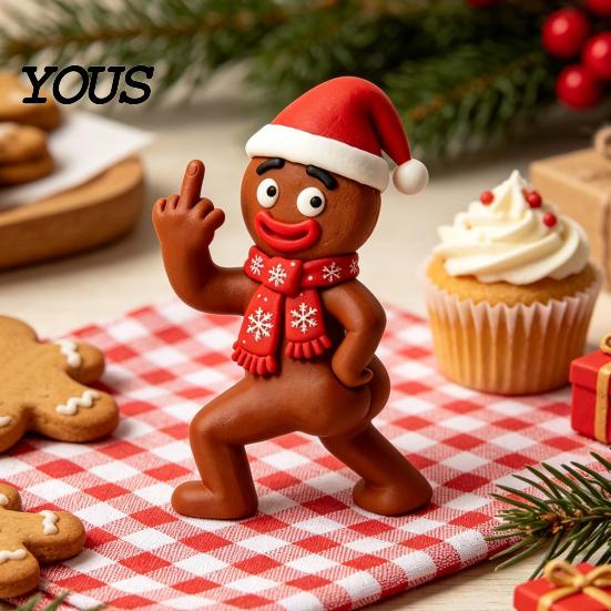 Reusable Christmas Decorations for Home Resin Figurine, Cute Clay Style Santa Snowman Gingerbread Man Compact Decor Office Statue, Festive Holiday