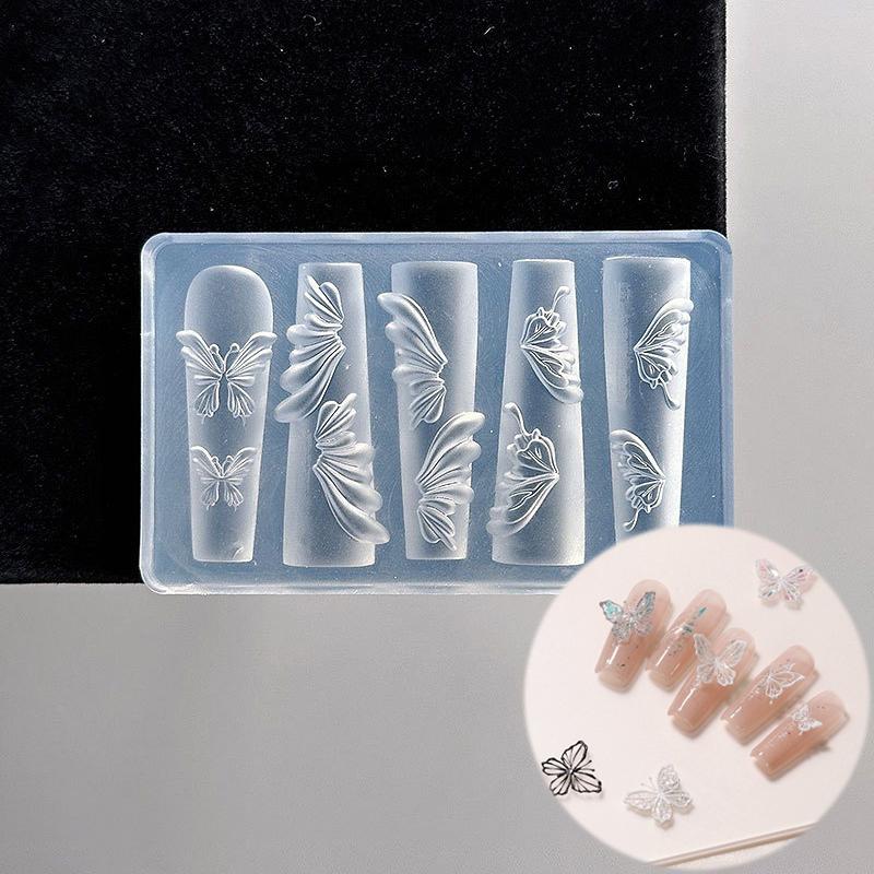 Shell Manicure Stamping Plate for Creative Nails 3D Mini Silicone Nail Art Mold Butterfly Flower Design DIY Decorations