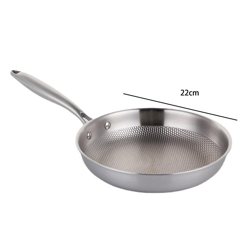 304 Stainless Steel Wok Frying Pan Fried Steak Pot Uncoated Kitchen Cookware For Gas Stove Induction Cooker 28/30cm NonStick Pan