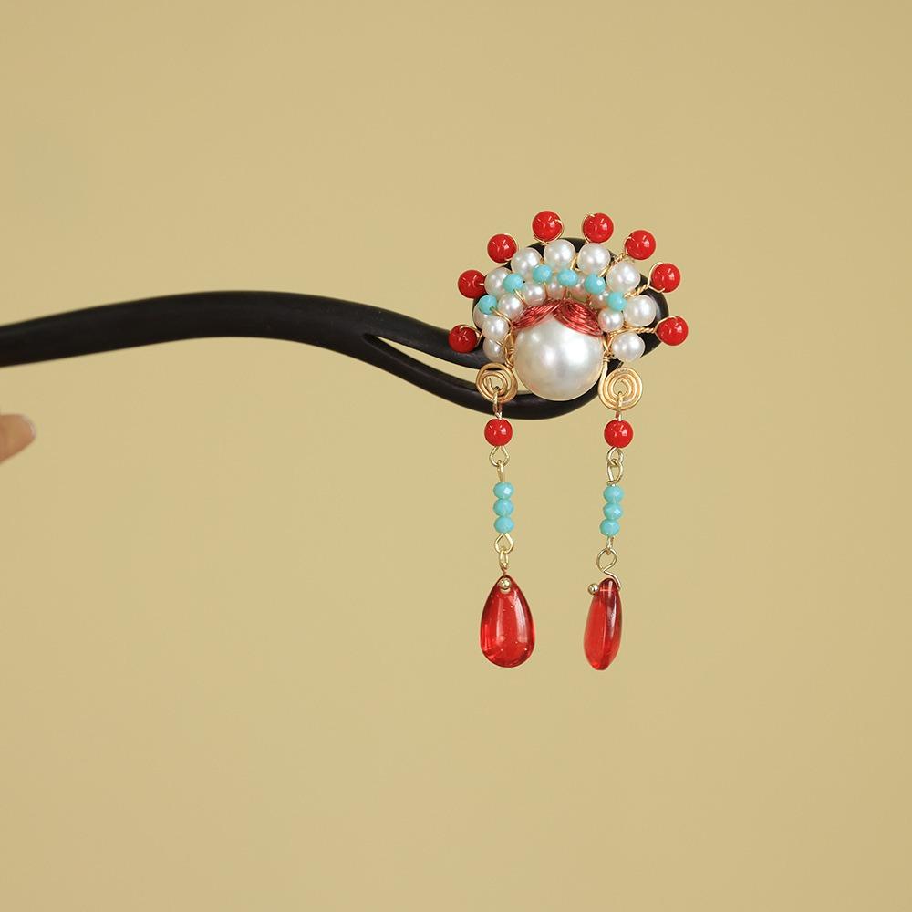 Tassel New Chinese Style Hair Clip Red Hanfu Hairpin Beijing Opera Hair Accessories Bridal