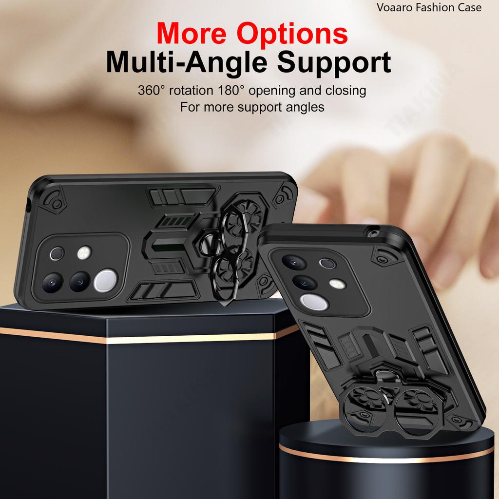 Dual Finger Ring Armor Cover for Vivo Y29 4G Case for Vivo T4X Rotate Metal Bracket Kickstand Holder Case Shockproof Capa