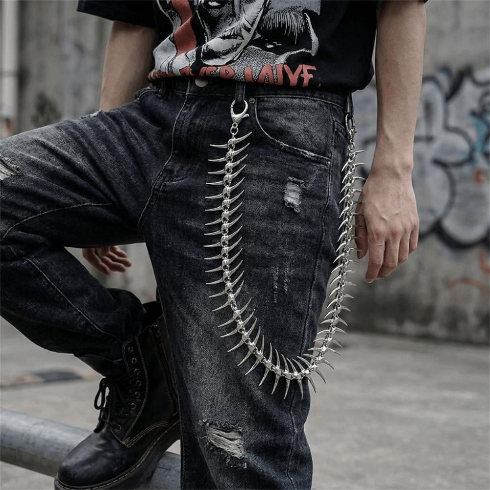 Zinc Zinc Alloy Pant Chain Spiked Thorn Keychain Trendy Bag Pendant Casual