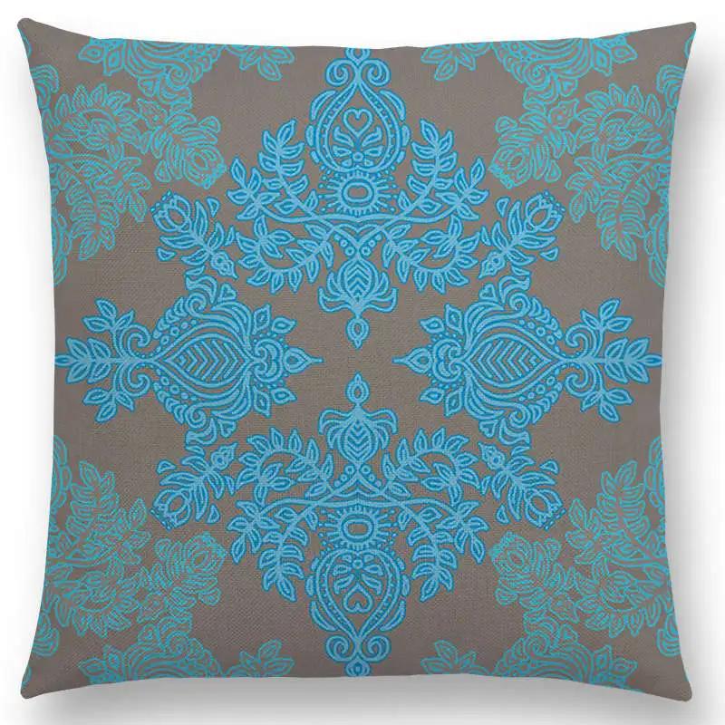 New Vivid Art Colorful Flowers Gorgeous Floral Doodle Geometry Mandala Coral Wonderland Pattern Car Cushion Cover Pillow Case