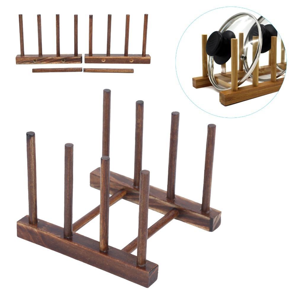 2pcs Vertical Design Dish Drying Rack Brown Color Cabinet Organizer For Kitchen Use
