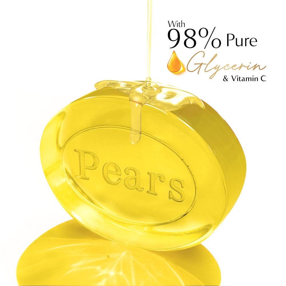 Мыло-брусок Pears Original с глицерином - Сияние кожи | С 98% чистого глицерина и витамином C | С очищающим средством на растительной основе для кожи и тела | Без парабенов | 125 г