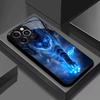 Синий свет кошка закаленное стекло чехол для телефона подходит для iPhone17 16 15 14 13 12 11Pro/Max/Plus противоударная задняя крышка